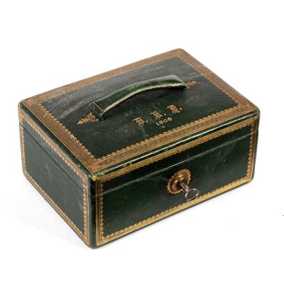 Appraisal: An Edwardian leather jewel box W J Milne Edinburgh embossed