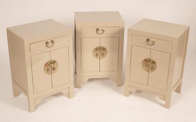 Appraisal: Three Chinese grey painted bedside cupboards each fitted a drawer