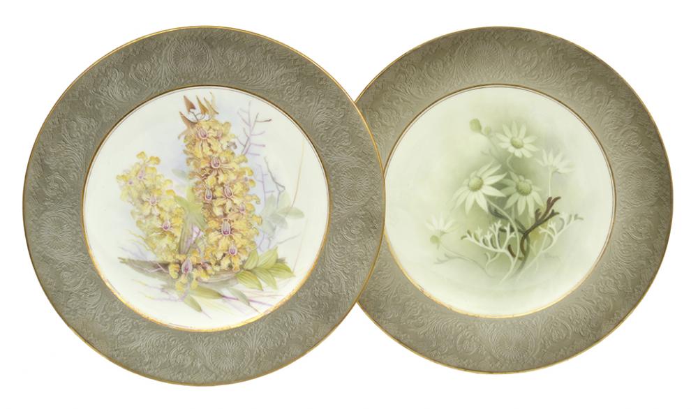 Appraisal: TWO ROYAL WORCESTER AUSTRALIAN WILDFLOWER SERIES PORCELAIN PLATES Flannel signed