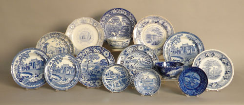 Appraisal: Blue and white historical Staffordshire including American and English views