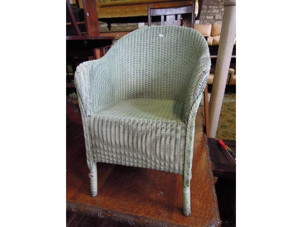 Appraisal: A Lloyd Loom tub chair with green painted colourway together