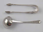 Appraisal: A pair of Georgian Scottish silver sugar tongs Kings pattern