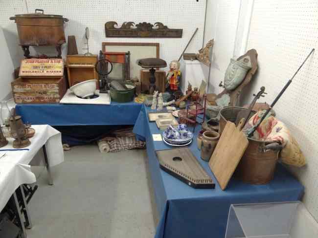 Appraisal: Misc lot including washtubs cutting board crocks etc stools primitives