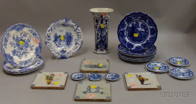 Appraisal: Twenty-three Delft and British Blue and White Decorated Ceramic Tableware