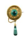 Appraisal: BROOCH - Victorian K gold and malachite bead set round