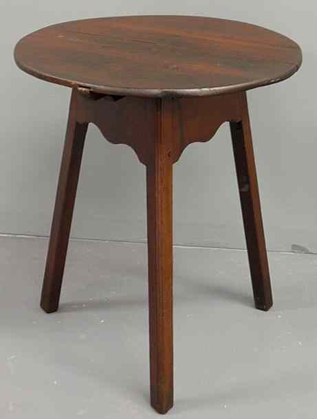 Appraisal: Primitive cherry tap table with a round top th c