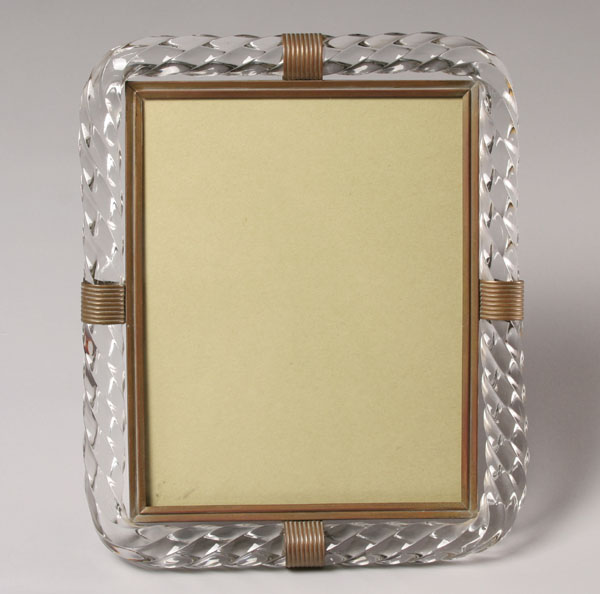 Appraisal: Murano glass picture frame Sectional border with metal mounts H