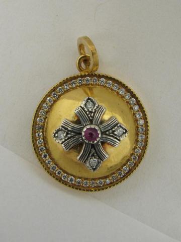 Appraisal: Armani designer k yellow gold pendant with accent diamonds and