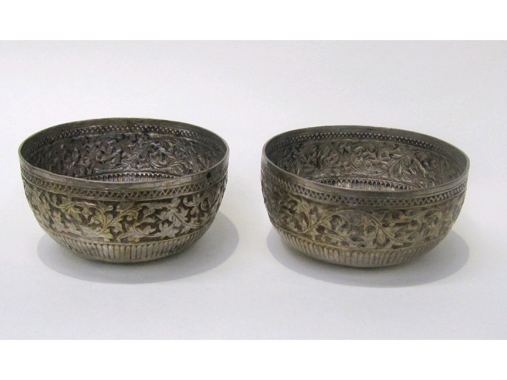 Appraisal: Pair of Eastern white metal bowls