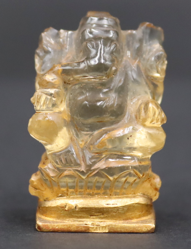 Appraisal: Marcus Co Gold Mounted Carved Topaz Figure of Ganesh Signed