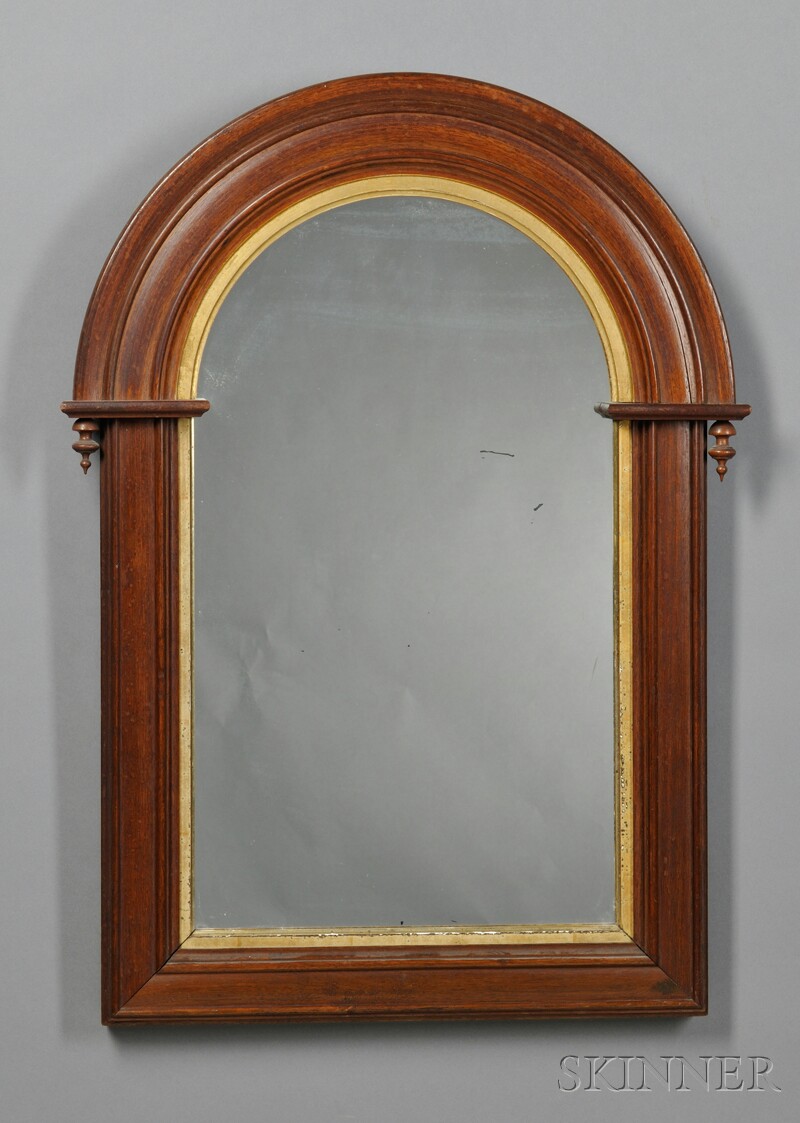 Appraisal: Gothic Walnut and Gilt-gesso-lined Mirror New England c ht wd