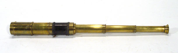 Appraisal: Victorian three drawer brass telescope with leather sleeve cm in