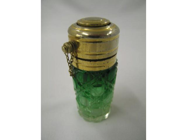 Appraisal: Moser Art Glass Atomizer emerald to clear cut glass base