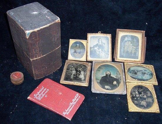 Appraisal: A small quantity of gilt framed photographs a photograph box