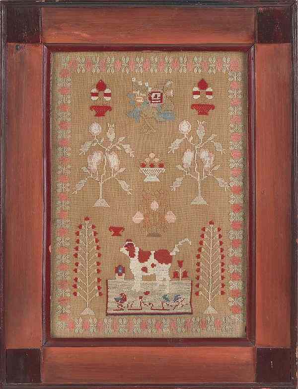 Appraisal: Pennsylvania wool needlework mid th c x