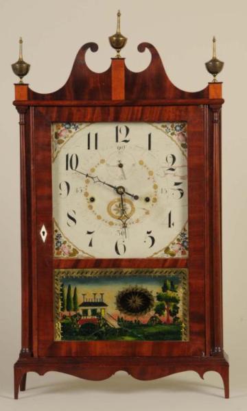 Appraisal: Connecticut Pillar Scroll Clock by Seth Thomas Description Circa Mahogany