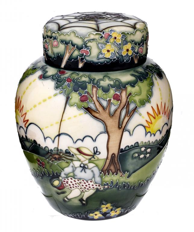 Appraisal: A MOORCROFT LITTLE MISS MUFFET GINGER JAR AND COVER cm