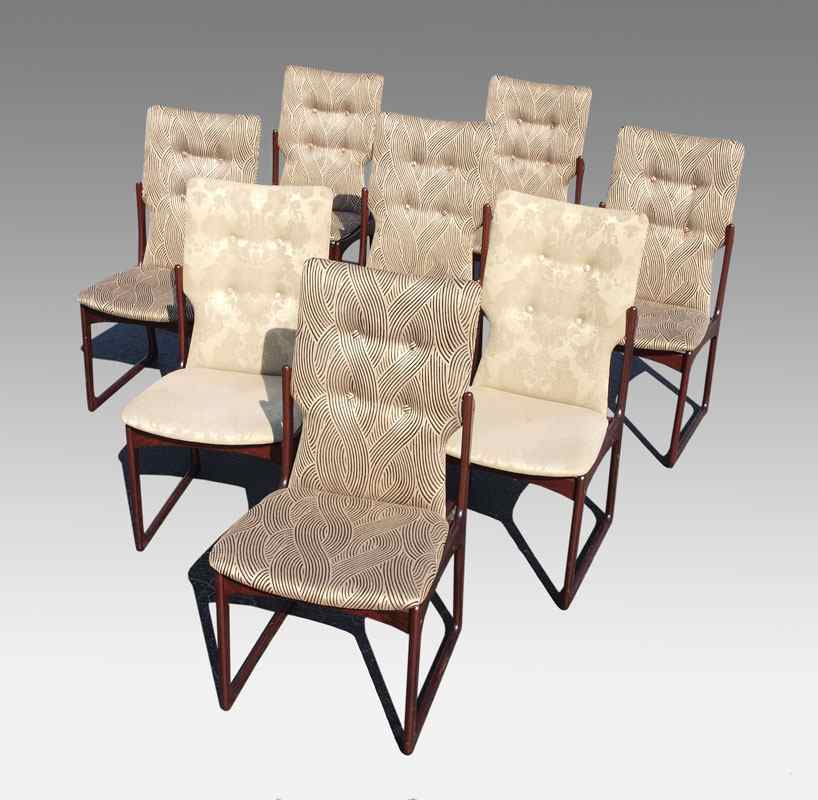 Appraisal: SET OF ROSEWOOD DANISH MODERN DINING CHAIRS LABELED VAMDRUP STOLEFABRIK