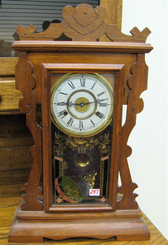 Appraisal: VICTORIAN WALNUT KITCHEN CLOCK New Haven Clock Co New Haven