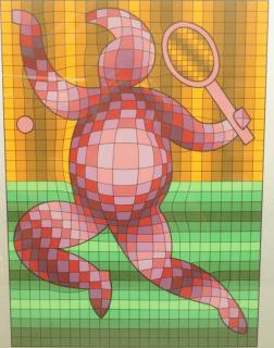 Appraisal: VICTOR VASARELY Op Art Tennis Player Print Mosai VICTOR VASARELY