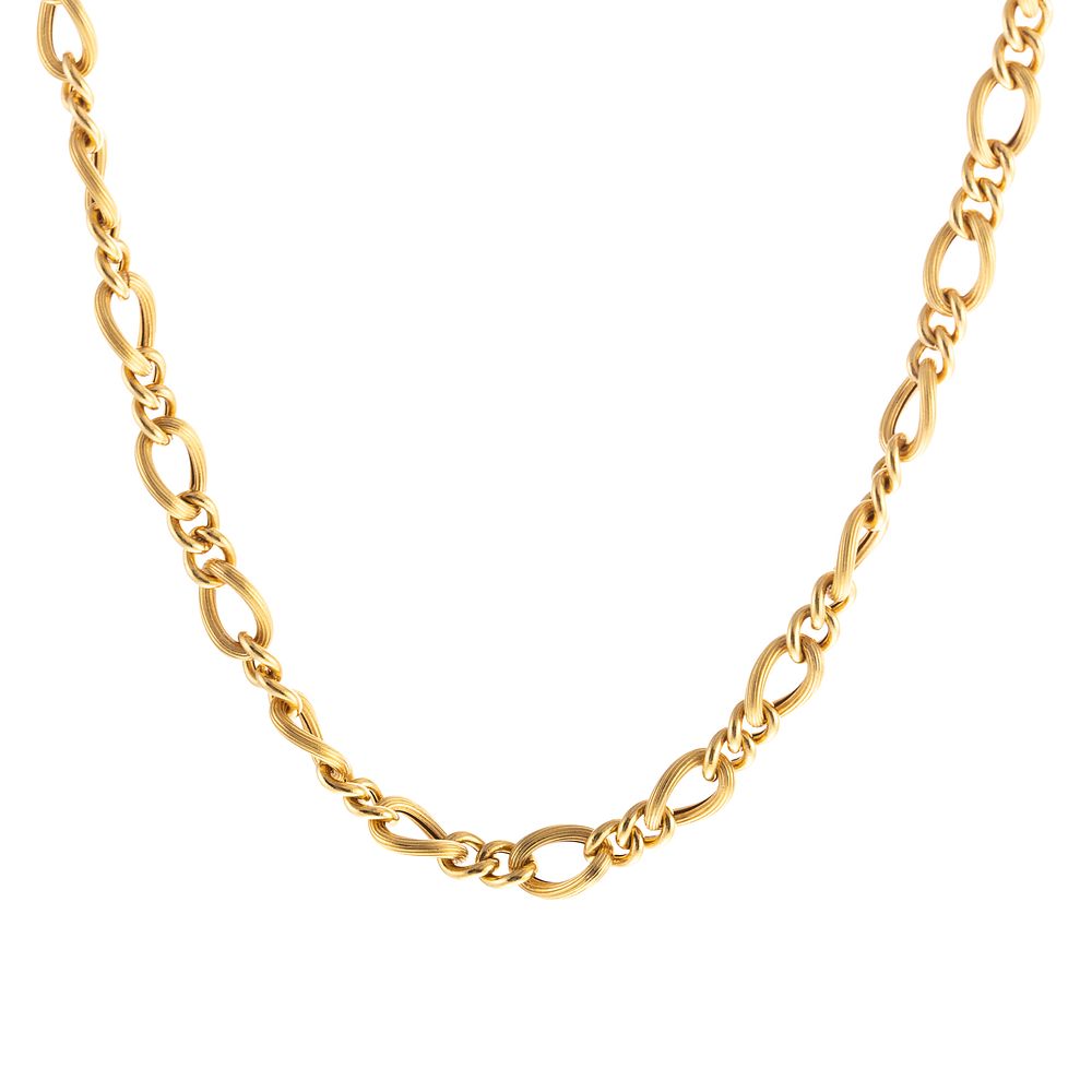 Appraisal: An K Ribbed Link Long Inch Gold Chain K yellow