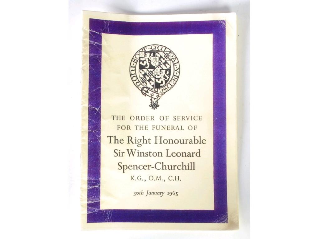 Appraisal: THE ORDER OF SERVICE FOR THE FUNERAL OF SIR WINSTON