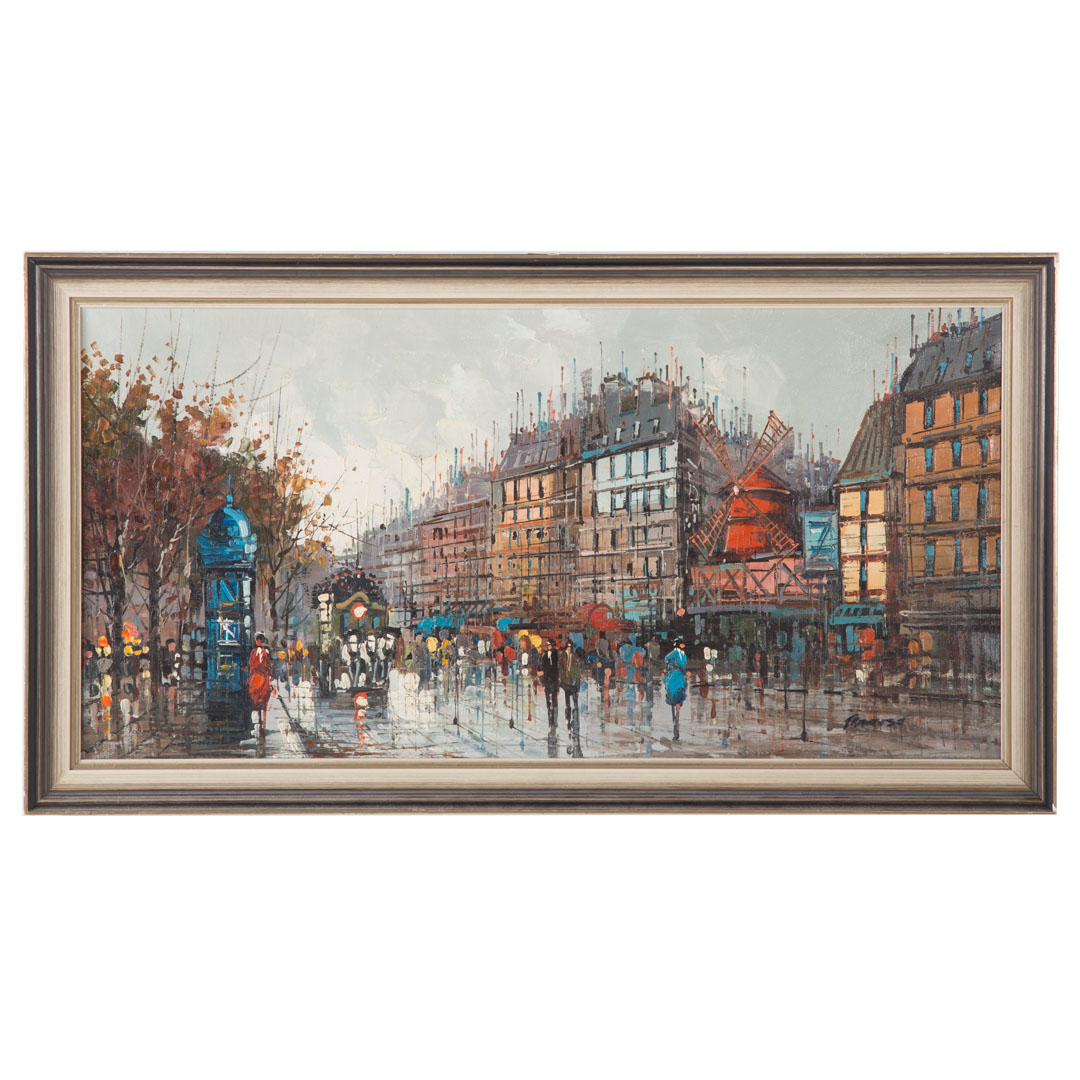 Appraisal: Francese Paris Street Scene oil on canvas Signed lr x