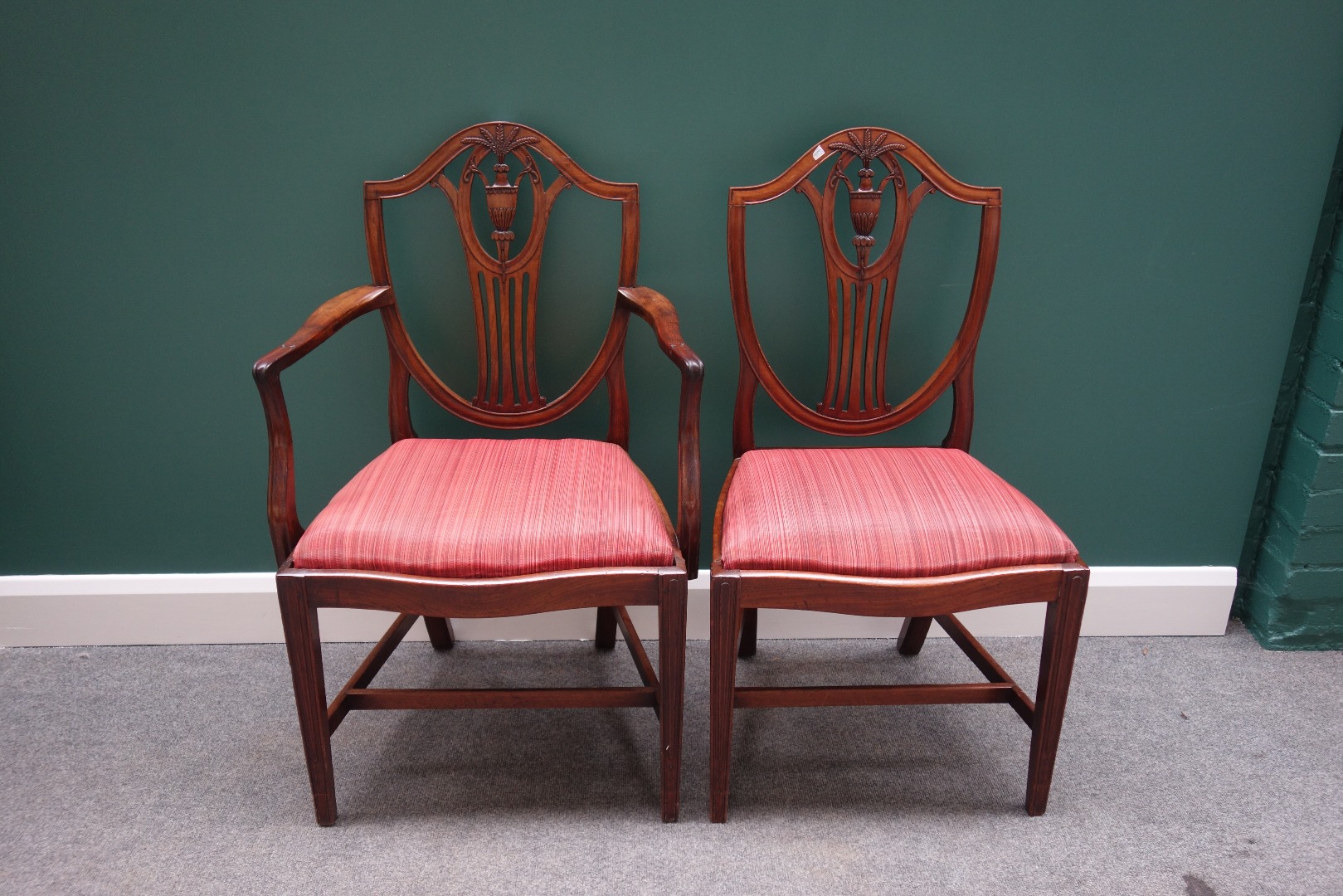 Appraisal: A set of six th century mahogany framed shield back