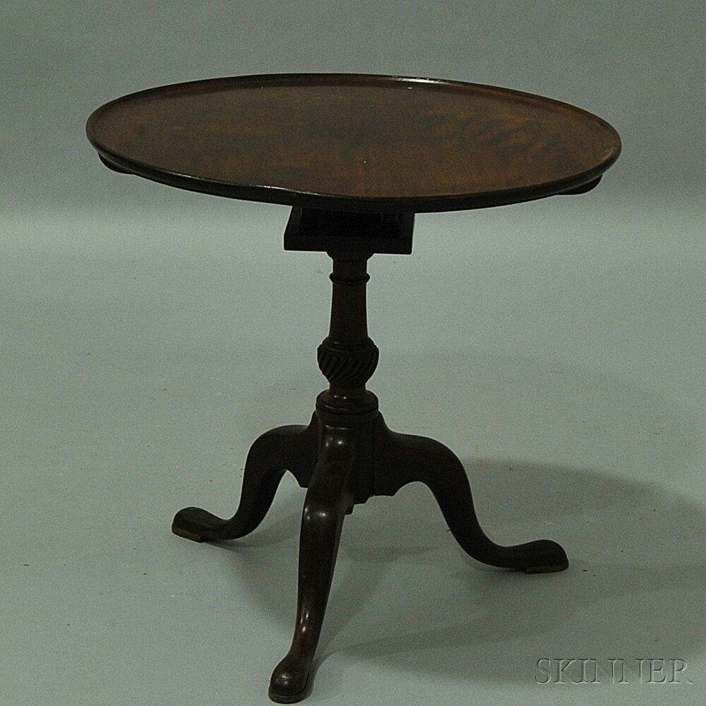 Appraisal: Chippendale Mahogany Birdcage Tilt-top Table late th century the dished