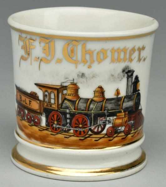 Appraisal: Locomotive Shaving Mug Gilded F J Chomer D C stamp