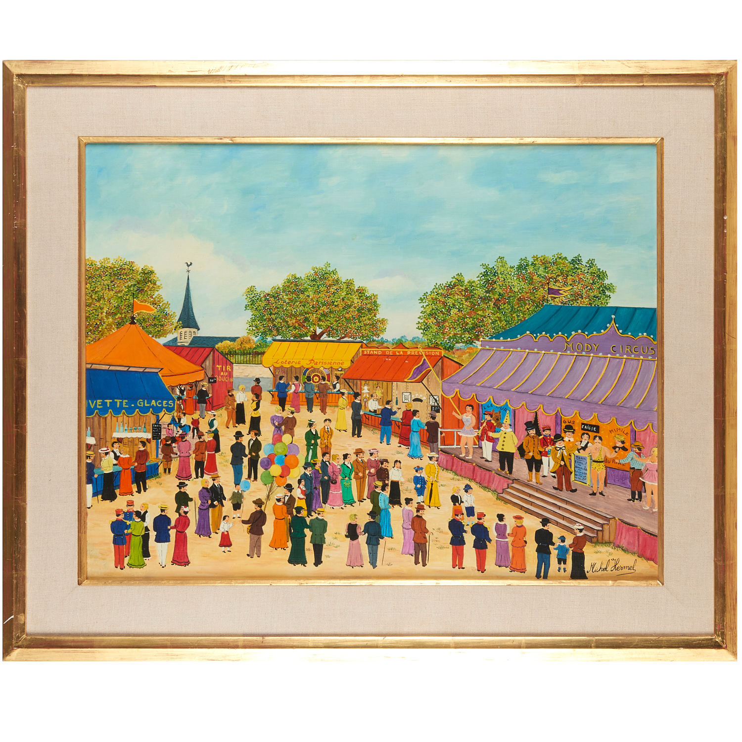 Appraisal: MICHEL HERMEL PAINTING Michel Hermel French b Parisian Fairground oil