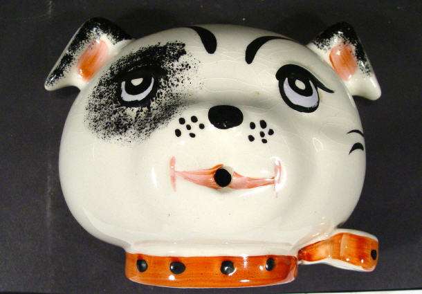 Appraisal: Hand painted Arthur Wood ceramic dog wall mask printed factory