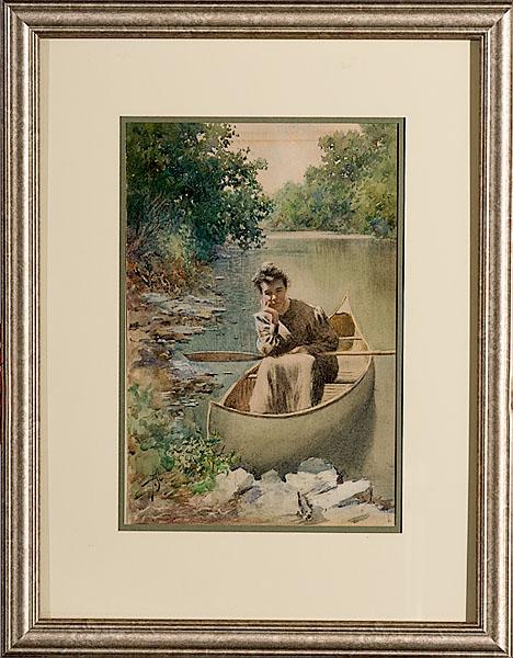 Appraisal: PORTRAIT OF MAYME BULL WITHIN RIVER LANDSCAPE BY PAUL SAWYIER