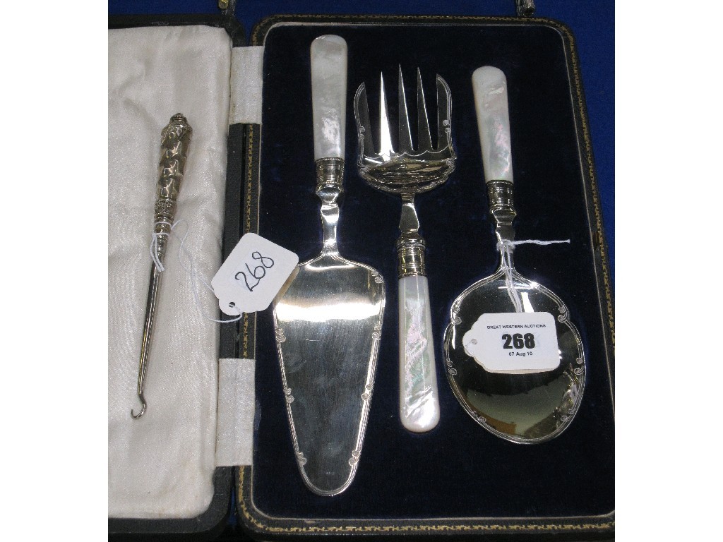 Appraisal: Lot comprising cased set of EP and mother of pearl