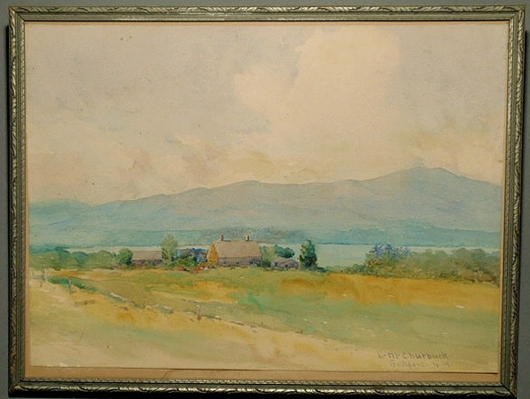 Appraisal: Churbuck Leander M American - watercolor painting of a summer