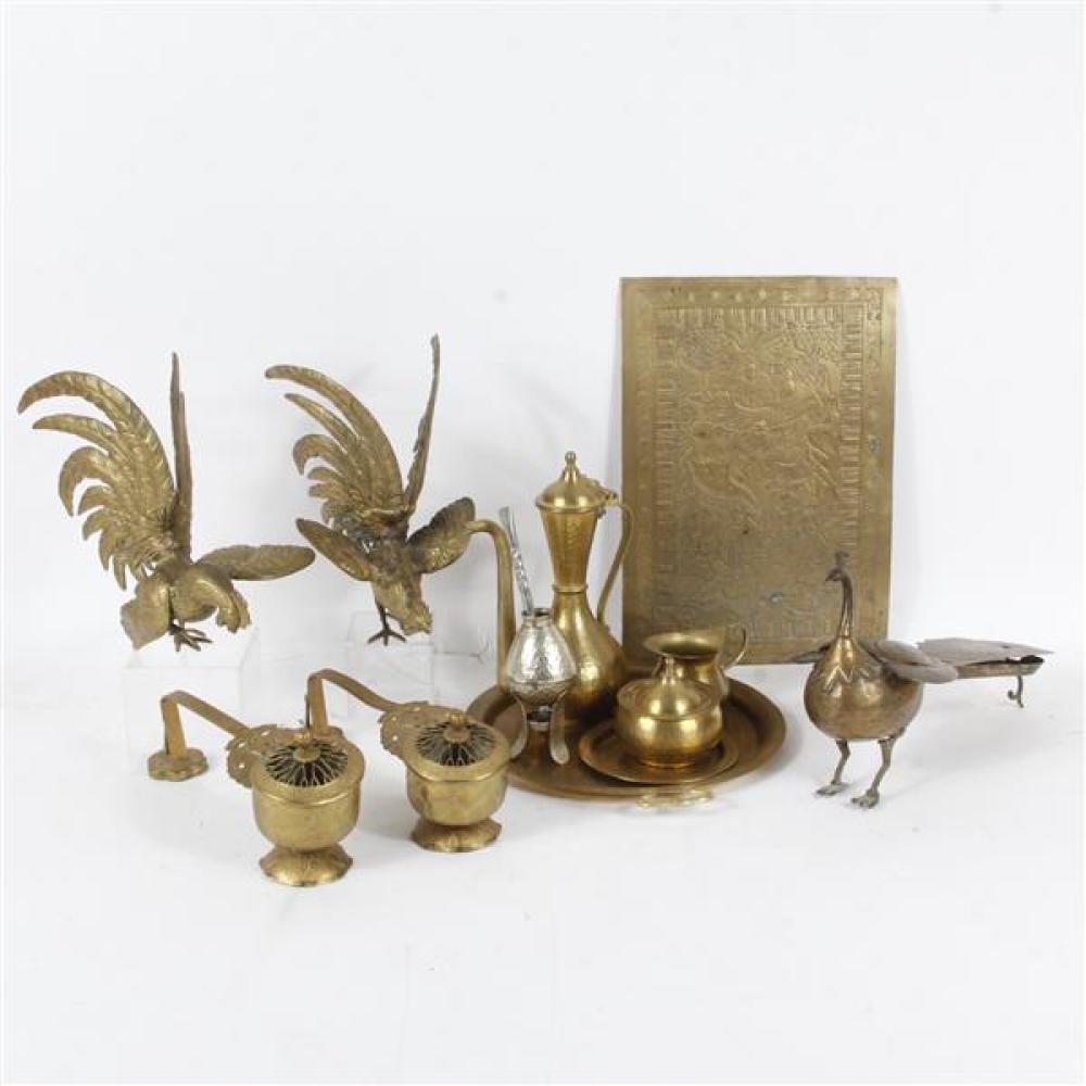 Appraisal: ETHNOGRAPHIC BRASS ESTATE ITEMS INCLUDING HAMMERED SILVER ARGENTINIAN YERBA MATE