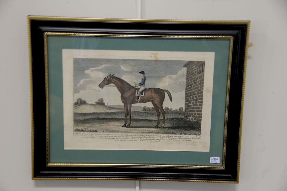 Appraisal: Five piece lot to include set of four framed horse