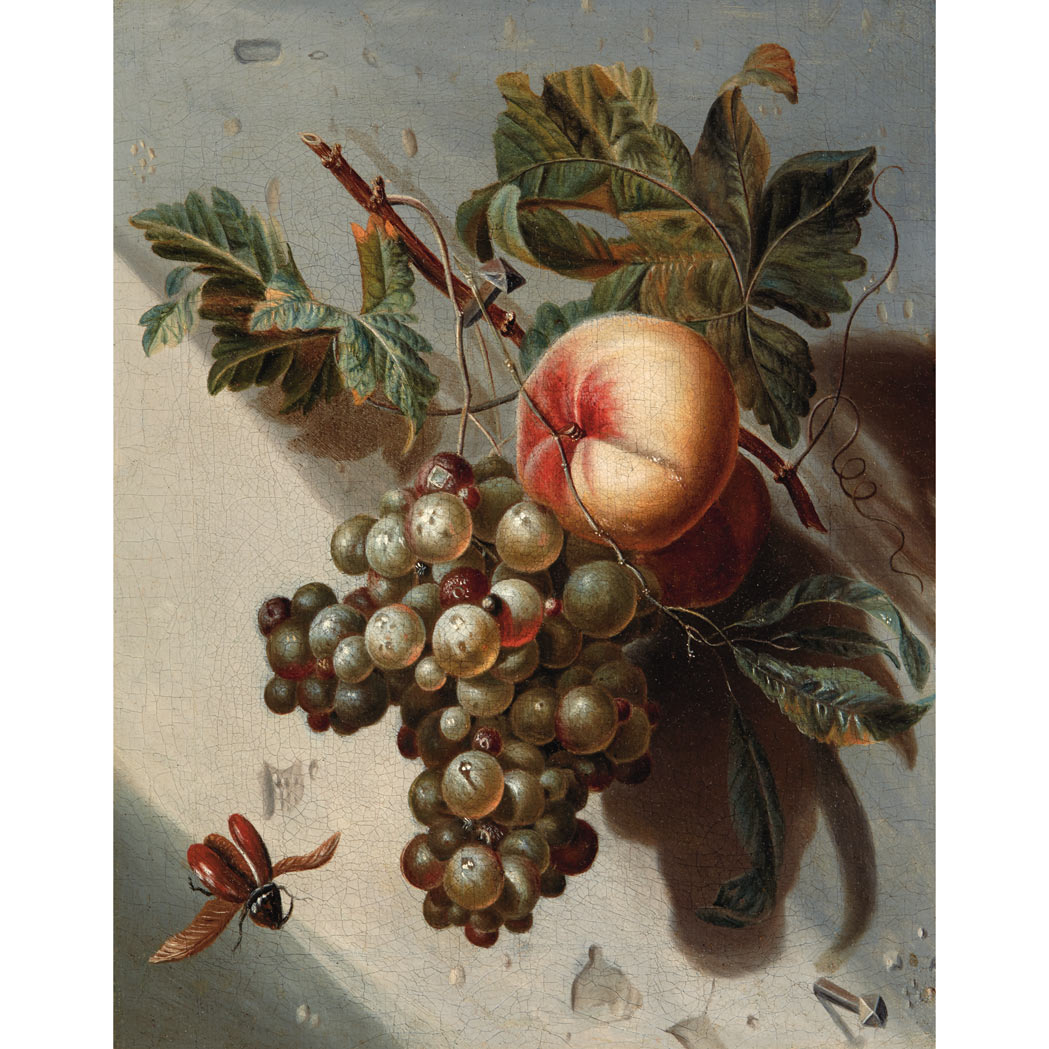 Appraisal: School of Willem Grasdorp Still Life with Grapes and Peachers