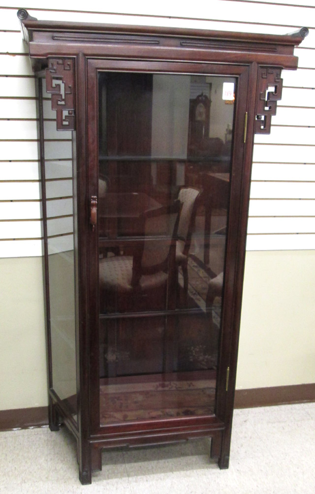 Appraisal: ROSEWOOD AND GLASS DISPLAY CABINET Chinese th century having a