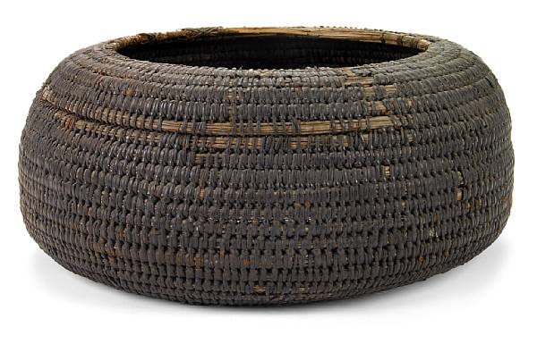 Appraisal: A rare Tongan Islands wickerwork storage basket Kingdom of Tonga