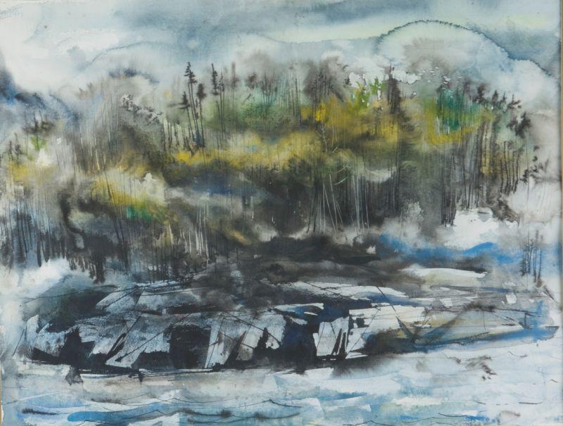 Appraisal: Ben Edgar Shute GA - Maine Fog watercolor and ink