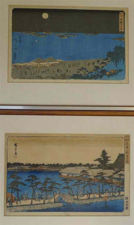 Appraisal: Hiroshige two woodblock prints Views along the coast x in