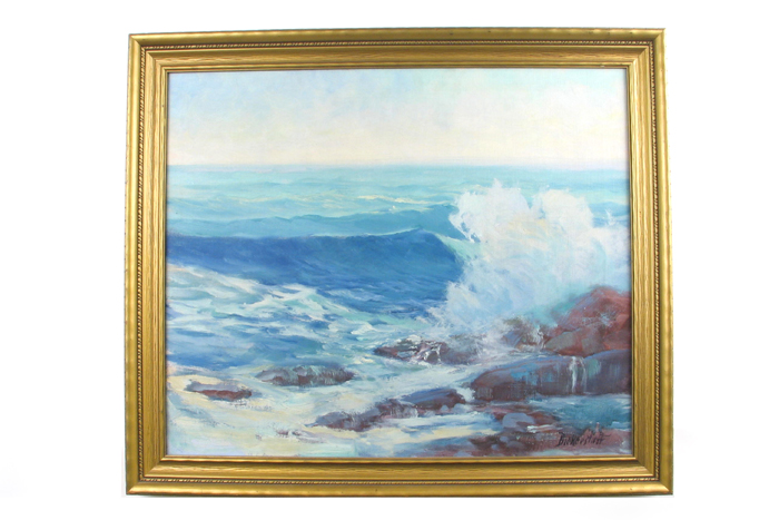 Appraisal: GEORGE S BICKERSTAFF California - Oil on canvas Laguna Breakers