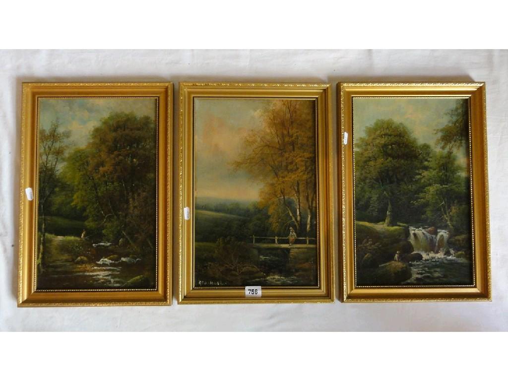 Appraisal: A set of three early th century oil paintings on