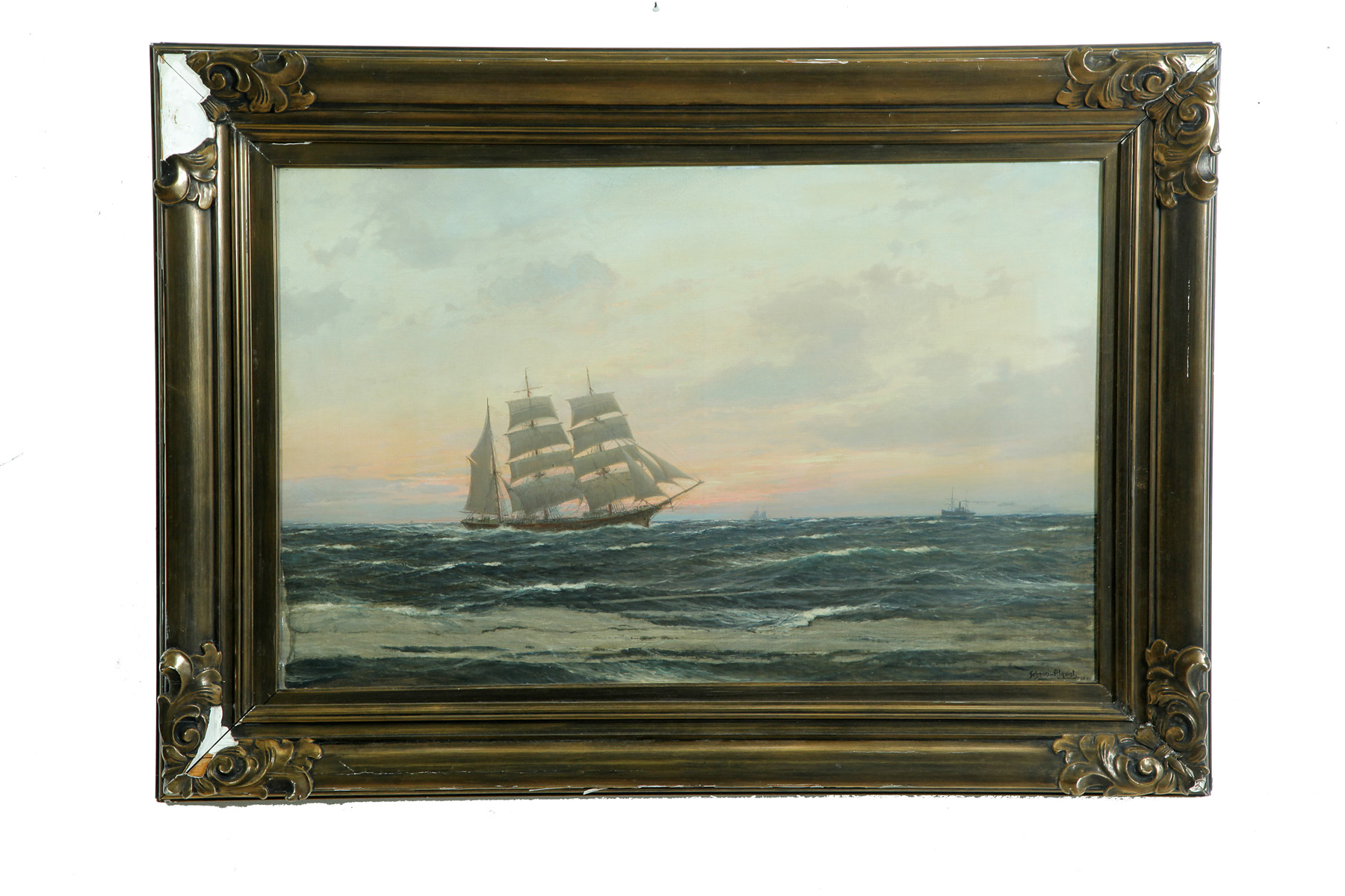 Appraisal: SAILING SHIP BY HUGO WILHELM HUGO SCHNARS-ALQUIST GERMANY - Oil