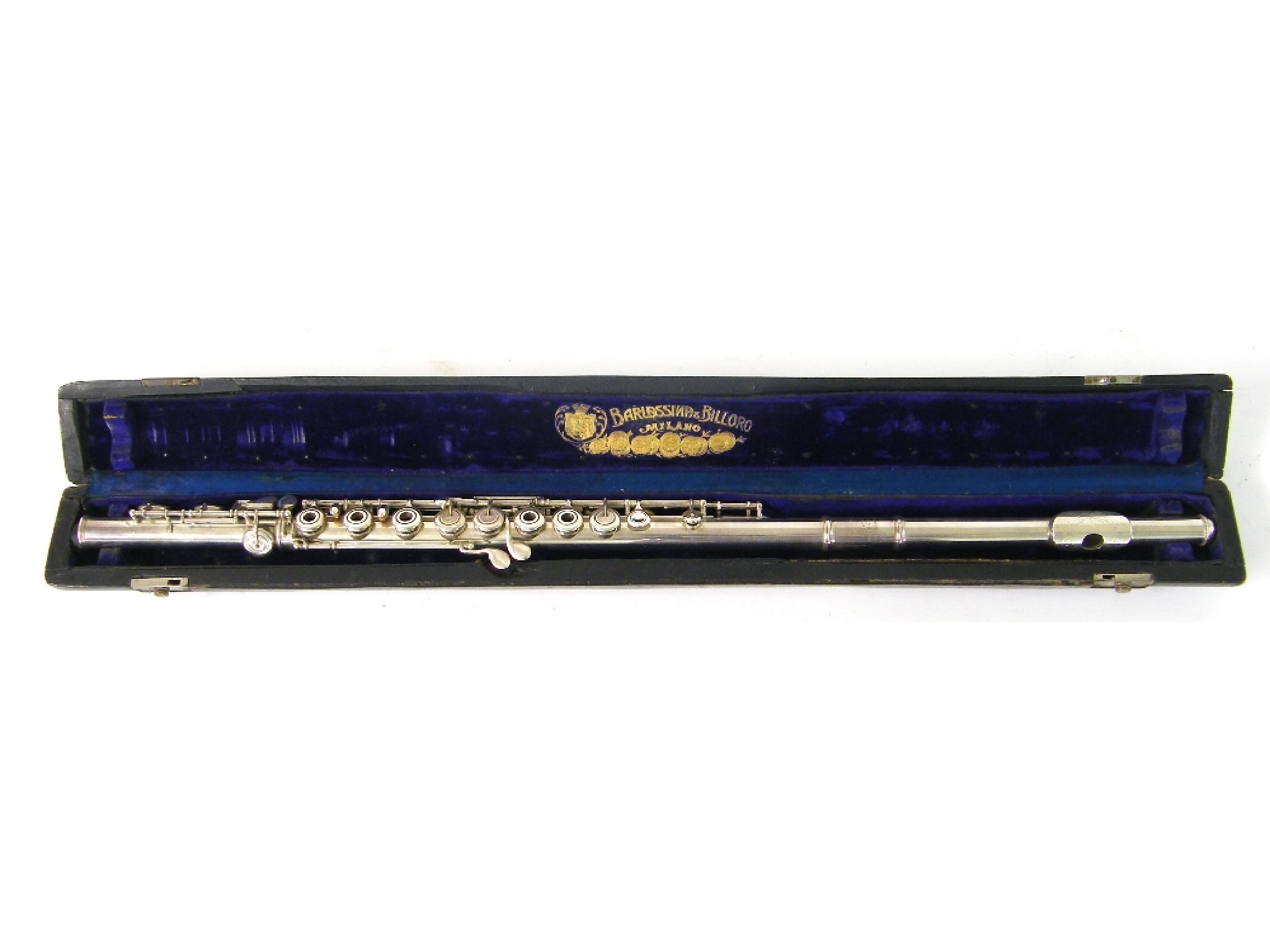 Appraisal: Good Italian solid silver Boehm system flute by and stamped