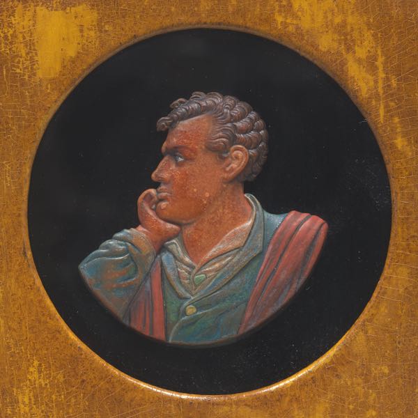 Appraisal: WAX PORTRAIT OF LORD BYRON CA TH CENTURY x framed