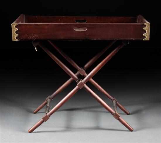 Appraisal: George IV mahogany butler's tray stand circa tray with reinforced