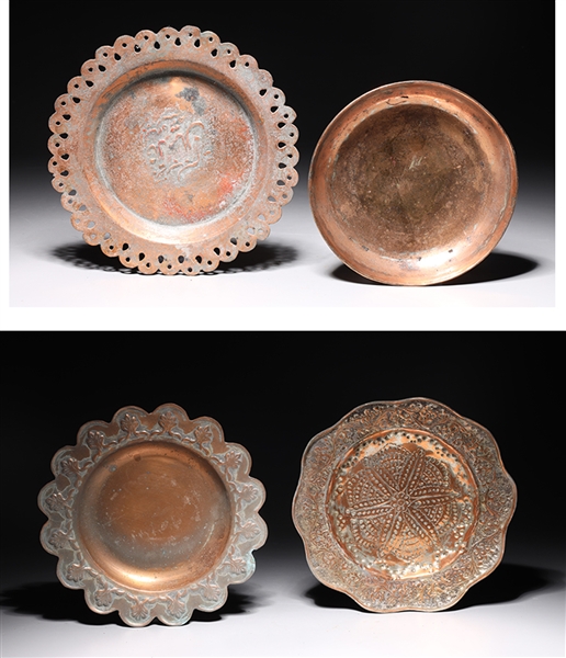 Appraisal: Group of four antique Indian dishes of various shapes and