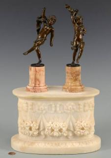 Appraisal: F Iffland Bronzes of Children plus marble stand Two Franz